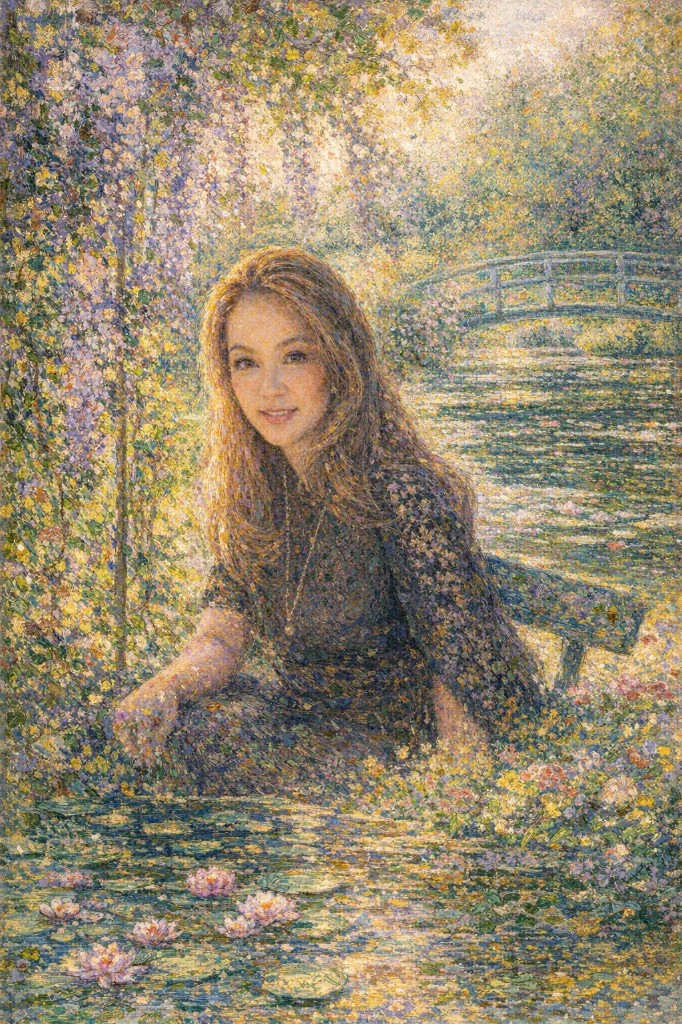 User in Monet-inspired portrait