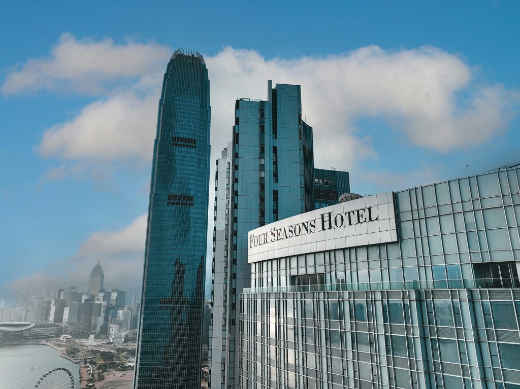 Illustrative luxury hotel destination in a city skyline